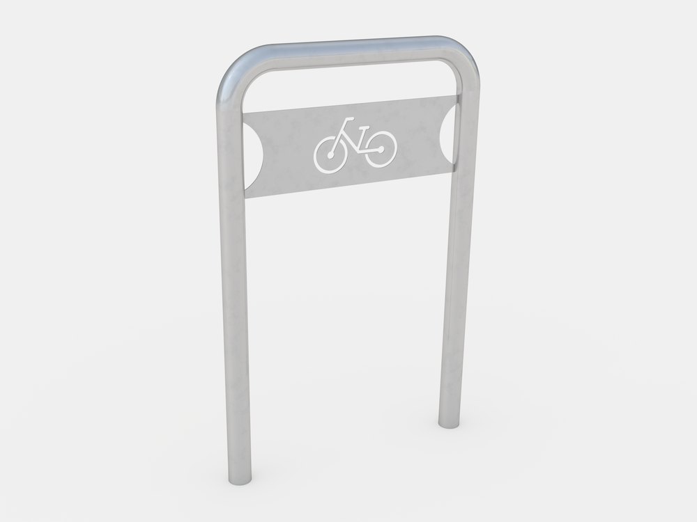 Fahrradbügel mit Blechschild – Rendering